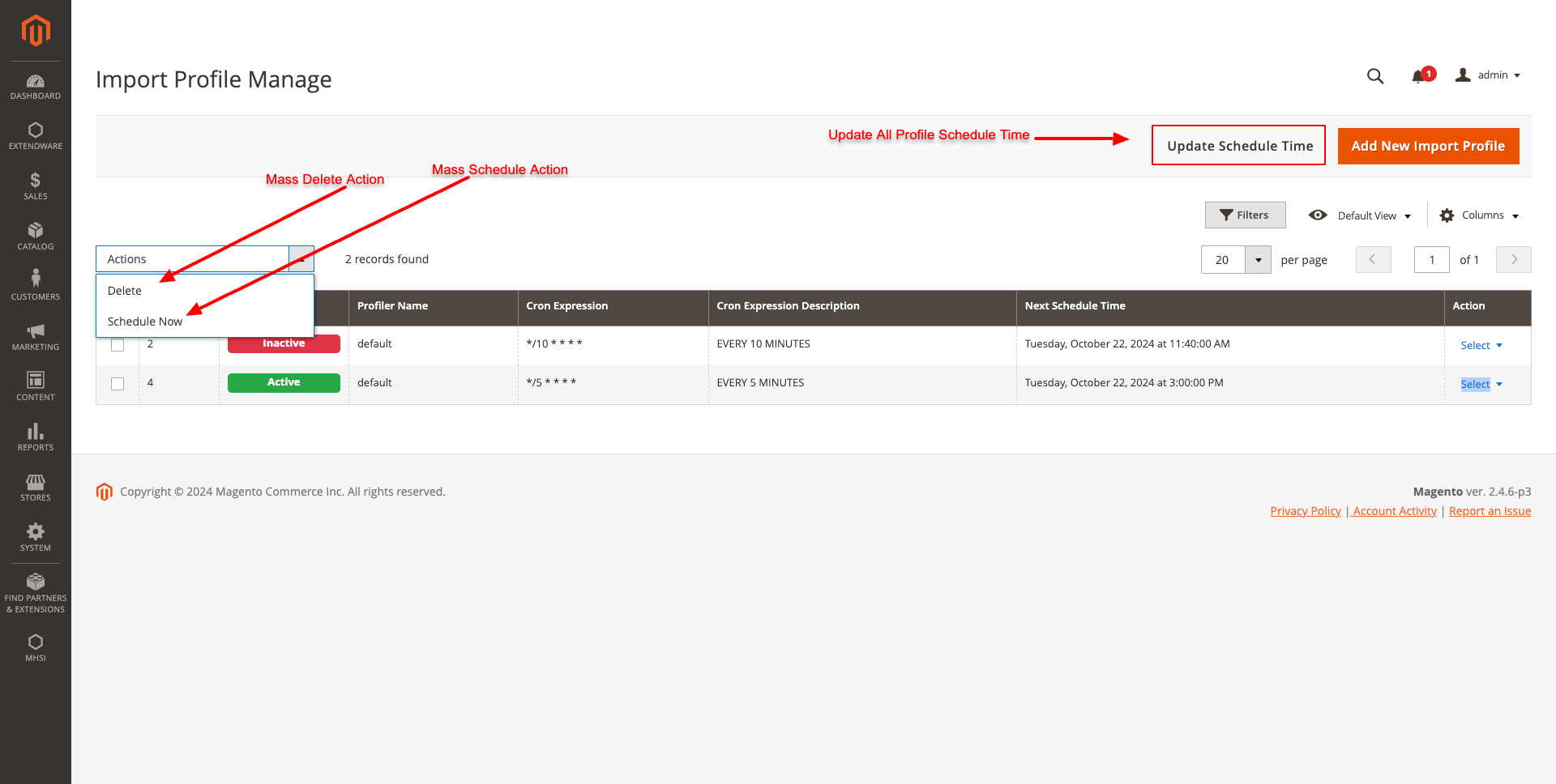 IMPORT PROFILE MANAGE GRID